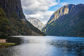 Fototapeta premium Panoramic scenery of the fjords in Norway, near Bakka