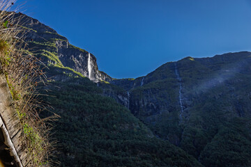 Waterfall in a fjord near Gudvangen, Norway