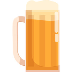A Tall Frothy Glass Mug Filled With Golden Yellow Beer And White Foam On Top Transparent Background