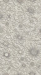 Obraz premium Elegant floral relief pattern with embossed texture, subtle shading