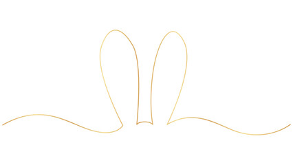 Elegant golden line art illustration of easter bunny ears with simple design