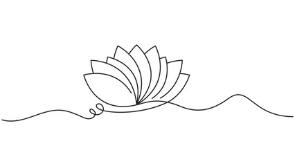 Elegant Lotus Flower Continuous Line Art Drawing for Serene Design Projects