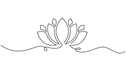 Elegant and minimalist continuous line drawing of a lotus flower design