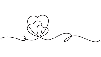 Minimalist hearts continuous line art illustration for valentine's and wedding design