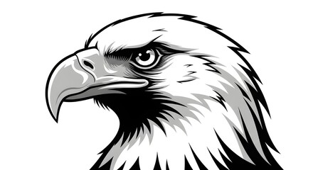 Obraz premium Powerful eagle head profile illustration conveying strength, freedom, and fierce determination perfect for branding and sports logos