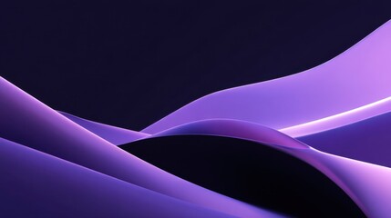Abstract Purple Waves on Dark Background, Flowing Lines and Curves, Ethereal Design, Sophisticated Visuals, Modern Digital Art for Backgrounds
