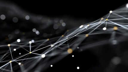 Abstract glowing connections in a dark space creating a sense of depth and technology with luminous nodes and vibrant lines representing communication and data flow