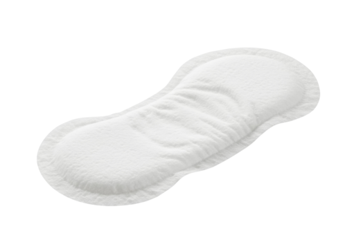 Sanitary napkin isolated on transparent background, feminine hygiene product for menstruation and postpartum care PNG