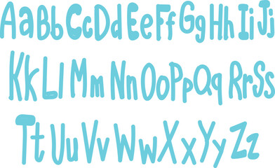 Alphabet letters in a fun and playful blue green gradient font.