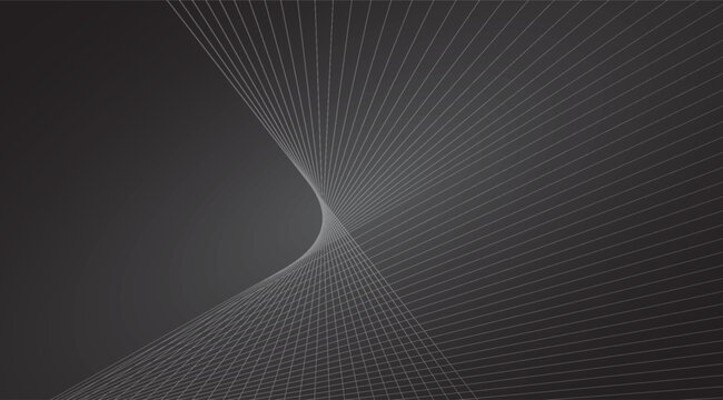 Elegant gray background featuring thin white lines that converge into a graceful curve, creating a sophisticated and visually appealing abstract composition perfect for modern design