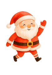 Obraz premium Watercolor Santa Claus | Cute Christmas Illustration Clipart for Holiday Cards and Winter Decor