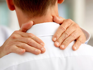 chiropractor's hands performing neck adjustment