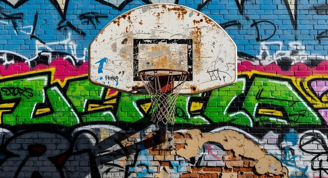 basket hoop on murales wall