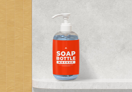 Pump Soap or Hand Sanitizer Dispenser Bottle Mockup on White Background