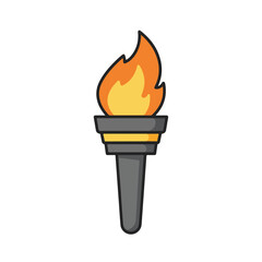 Torch with bright orange flame perfect for outdoor adventure, camping, survival, and emergency preparedness designs with realistic fire element.