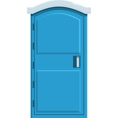 Blue Portable Toilet With White Trim And Gray Handle On Transparent Background Outdoor Facility And Sanitation Equipment Illustration