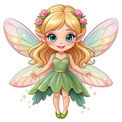 Smiling Cartoon Character of a Fairy
