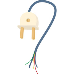 Broken electrical plug with frayed wires and exposed internal cables disconnected power symbol concept illustration