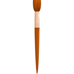 Brown Bristle Paintbrush with Wooden Handle Isolated on White Background for Art and Craft Projects