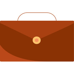 Brown Briefcase With Tan Accent And Round Closure Isolated On White Background