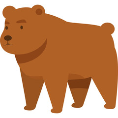 Brown Bear Standing Facing Left With Neutral Expression Isolated on White Background