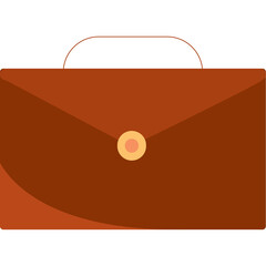 Brown Leather Briefcase with Golden Clasp and Top Handle Isolated on White Background Minimalist Illustration