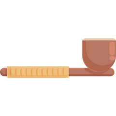 Brown Tobacco Pipe with Tan Wrapped Handle on Transparent Background Vector Illustration