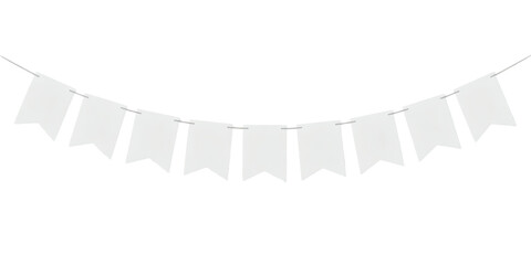 Blank white pennant banner on string ready for custom text and celebration decoration