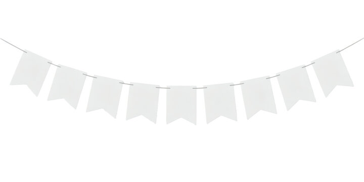 Blank white pennant banner on string ready for custom text and celebration decoration