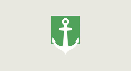 Obraz premium White anchor over green square