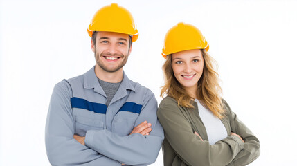 Positive Business Partners Standing Together on White Background