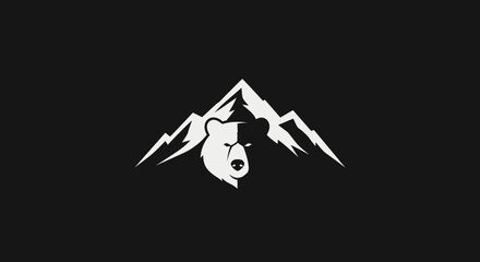 Bear in mountain silhouette