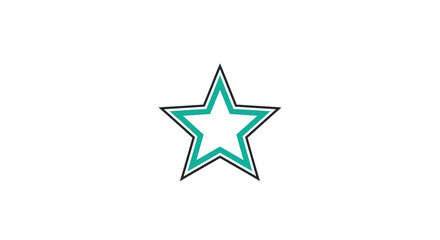Graphic five-point star with turquoise fill and black border