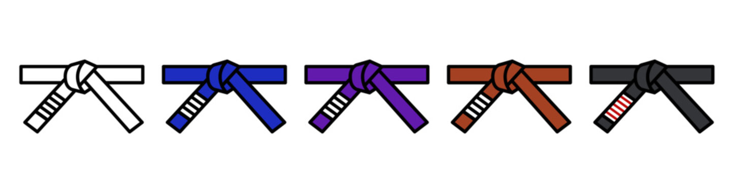 bjj belt icon. Jiu Jitsu belt icons