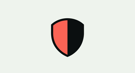 Two-toned shield red on left, black on right