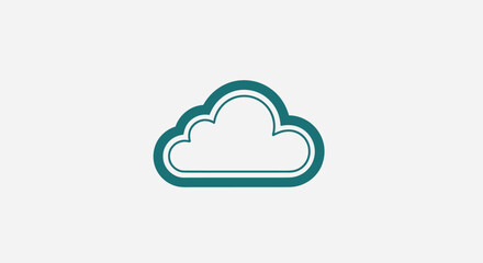 Isolated, blue-green cloud with double outline on a white background