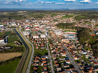 Fototapeta premium Aerial view of Ub town, Serbia