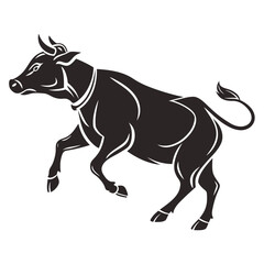 Obraz premium Powerful black silhouette of a charging bull