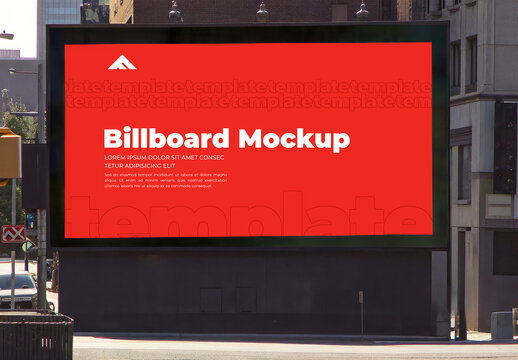 Close-up Outdoor Horizontal Billboard Mockup on a Building Facade or Overhang