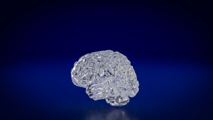 The Crystal Brain on Dark blue background for Sci or Medical concept 3d Rendering.