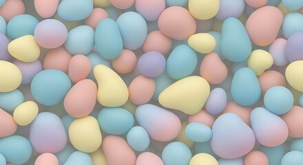 Delicate pastel color spherical shapes seamless pattern background