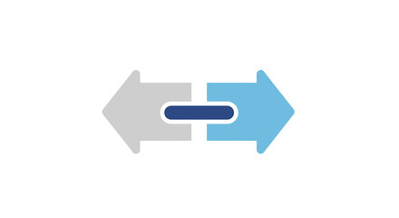 Vector graphic icon of two opposing arrows symbolizing bidirectional transfer, data exchange, and digital connectivity