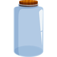 Clear Blue Glass Jar With Wooden Lid Transparent Background Vector Illustration