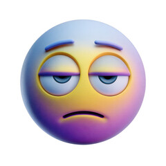 Fototapeta premium Tired Emotion Emoji with Subtle Gradient and Distinct Expression isolated on transparent background.