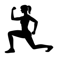 Woman doing lunges fitness exercise workout silhouette vector illustration for gym and healthy lifestyle