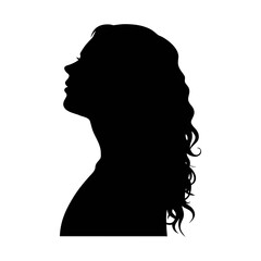 Woman silhouette profile with curly hair vector illustration for beauty and fashion design art