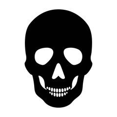 Black skull vector illustration for halloween designs and spooky themes, gothic skull artwork icon