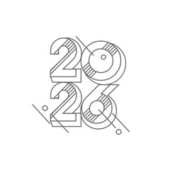 2026 New Year Design  Modern Geometric Line Art Style