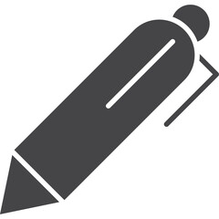 Dark Gray Stylized Pen with White Clip and Highlight Isolated on White Background Simple Minimalist Design