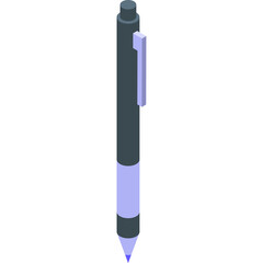 Dark Grey and Light Purple Ballpoint Pen with Clip Isolated on Transparent Background in Isometric View Professional Writing Instrument for Office and School Use